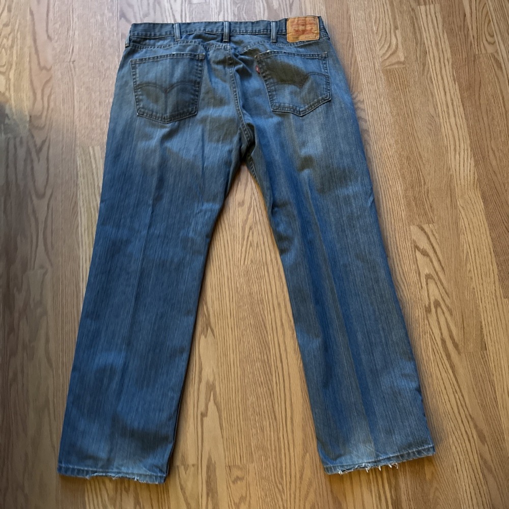 Levis 559 Mens 38x30 Relaxed Fit Straight Distressed Jeans Light Blue Wash VTG - Picture 10 of 14